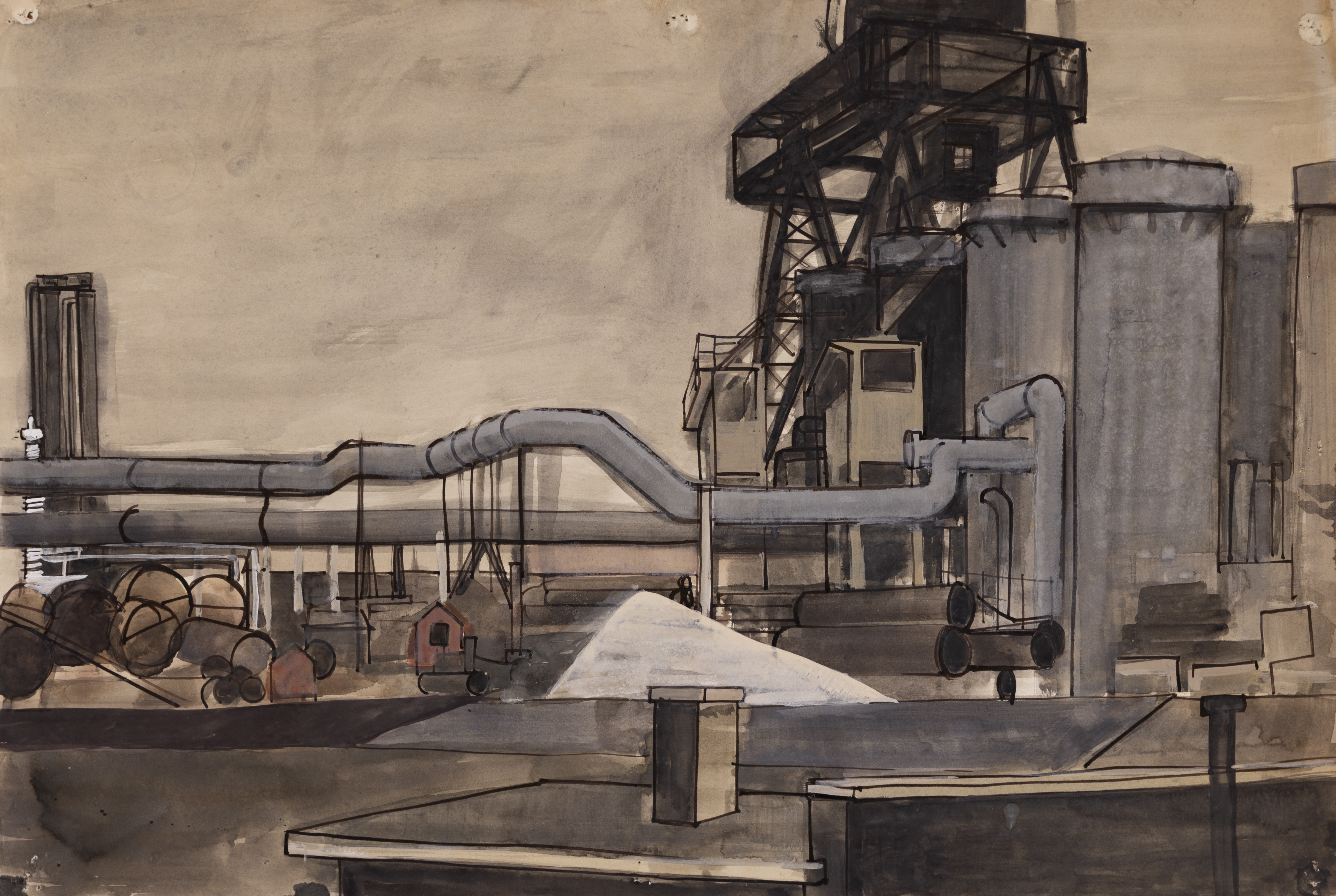Factory, Grey with White Pile